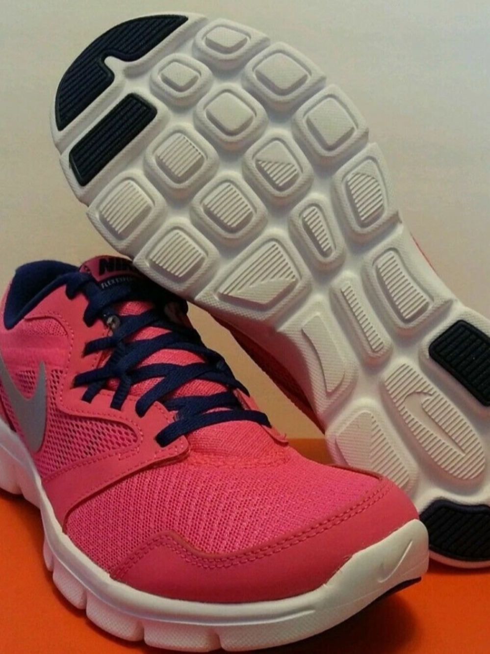 Nike Pink & Navy Athletic Sneakers Flex Run 3